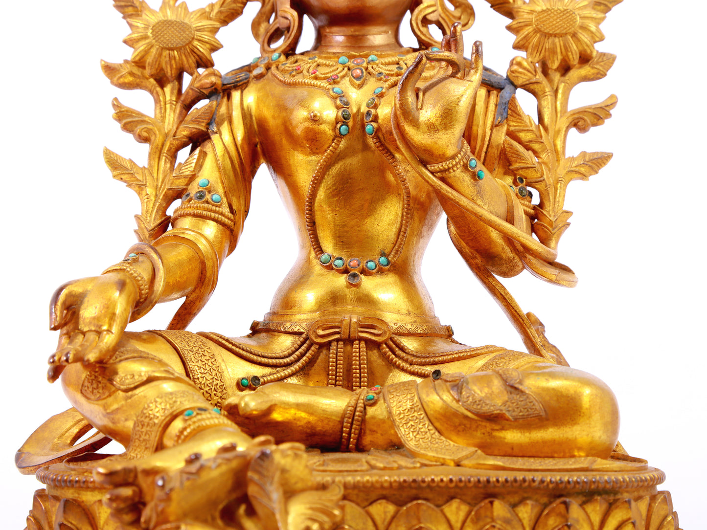 A Splendid Gilt-Bronze Gem-Inlaid Figure Of Green Tara