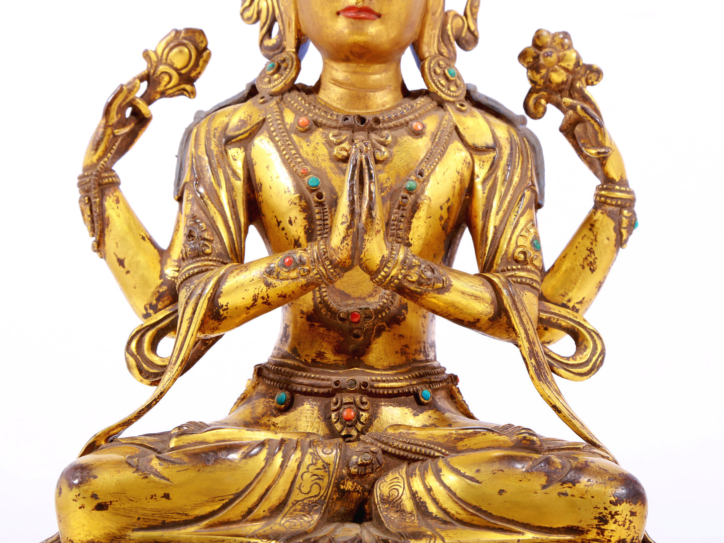 A Wonderful Gilt-Bronze Figure Of Four-Armed Avalokiteshvara