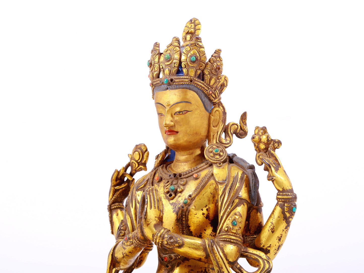 A Wonderful Gilt-Bronze Figure Of Four-Armed Avalokiteshvara