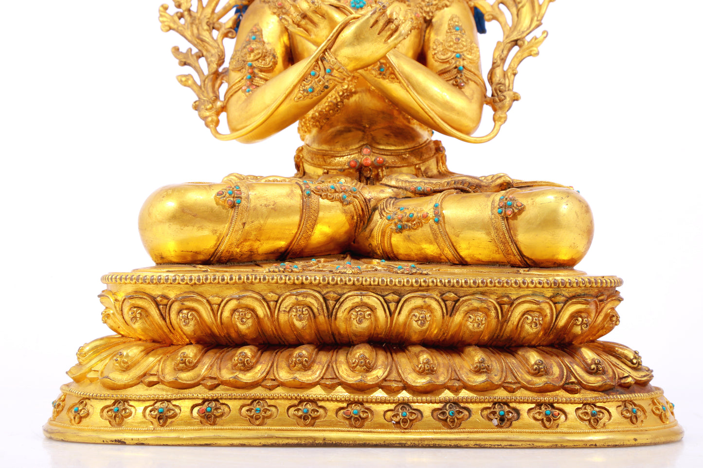 A Wonderful Gilt-Bronze Gem-Inlaid Figure Of Bodhisattva