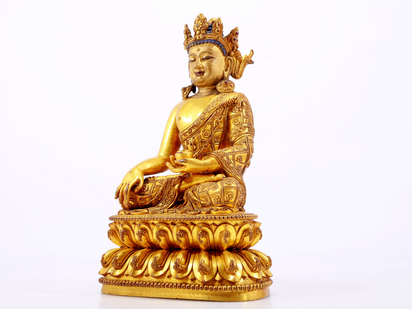 A Wonderful Set Of Three Gilt-Bronze Figures Of Bodhisattva