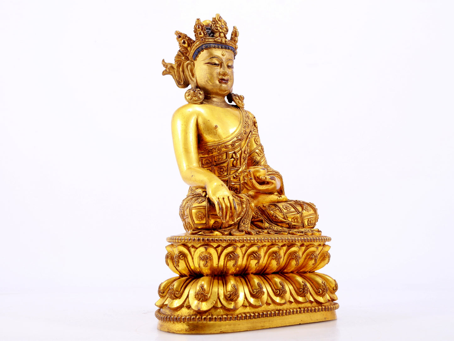 A Wonderful Set Of Three Gilt-Bronze Figures Of Bodhisattva