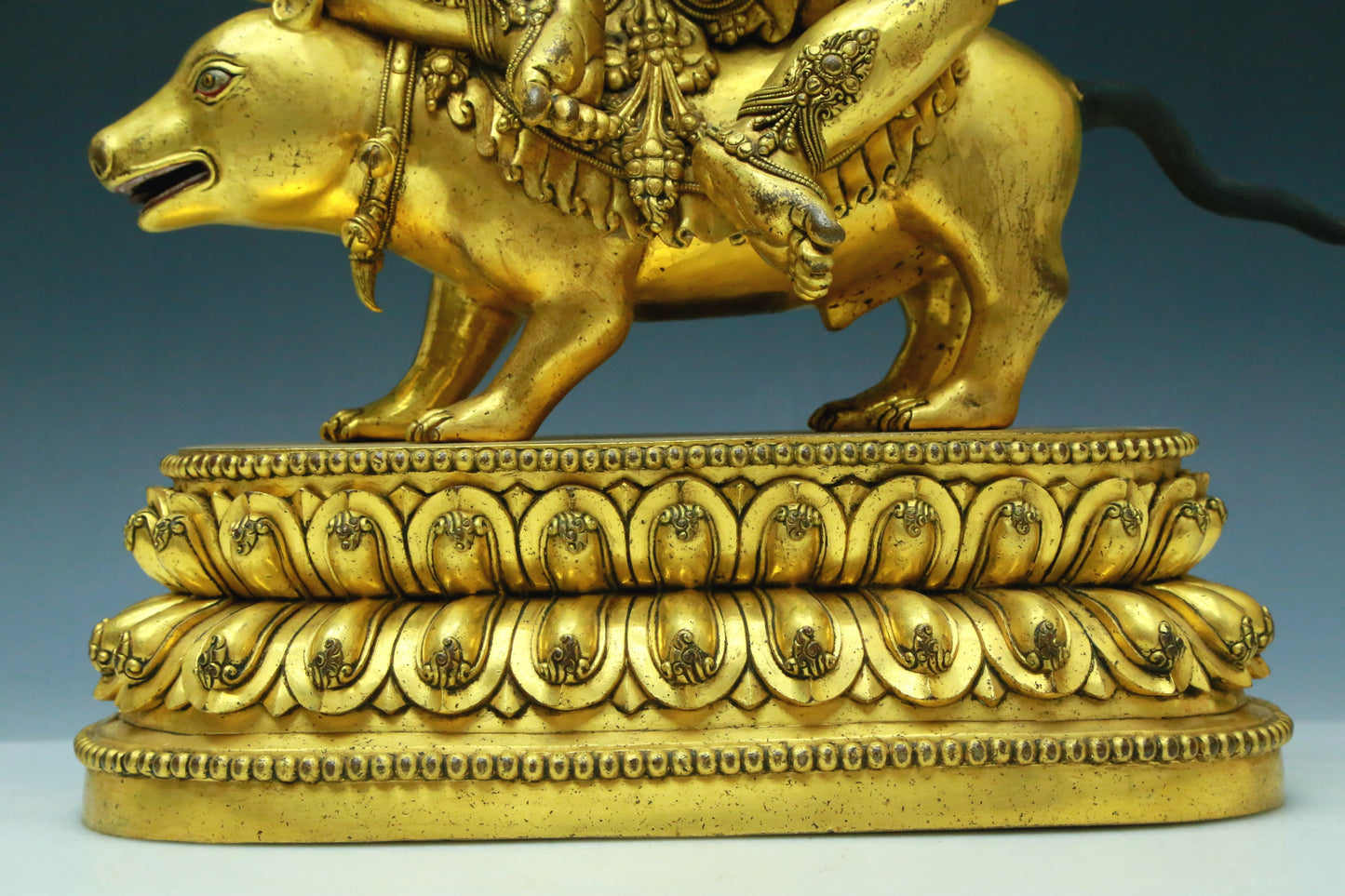 A Wonderful Gilt-Bronze Figure Of Kubera With An Elephant's Trunk