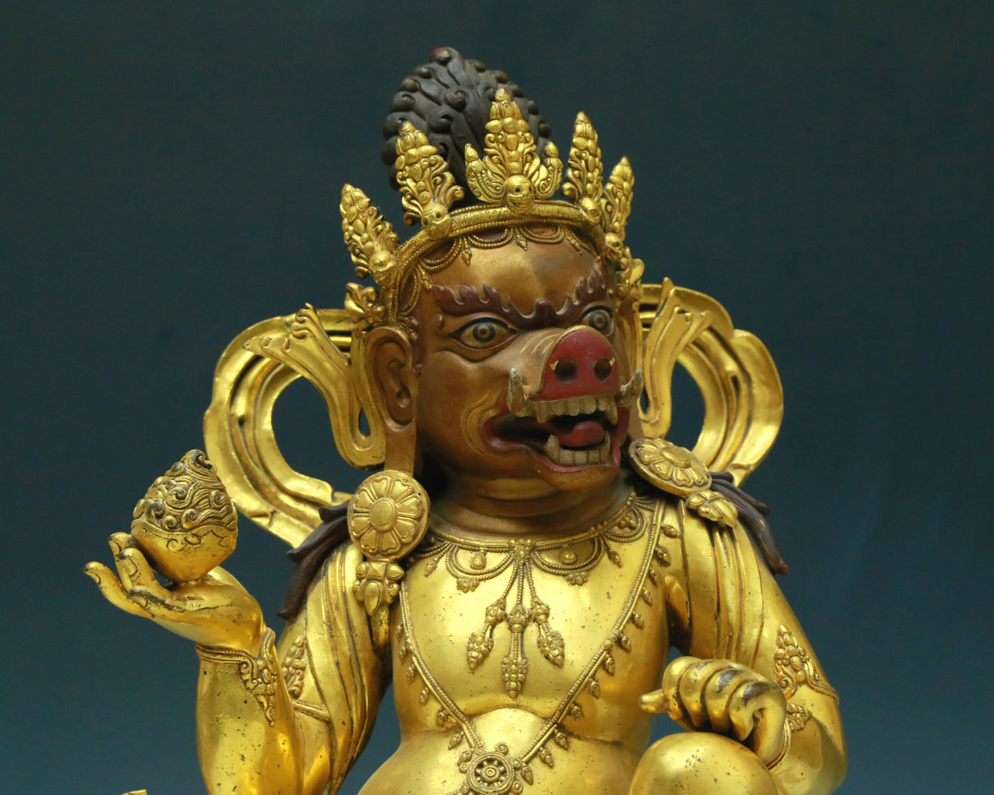 A Wonderful Gilt-Bronze Figure Of Kubera