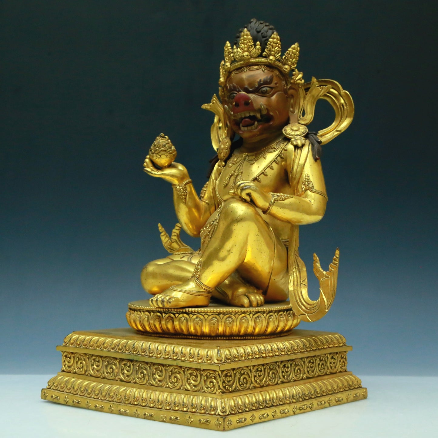 A Wonderful Gilt-Bronze Figure Of Kubera