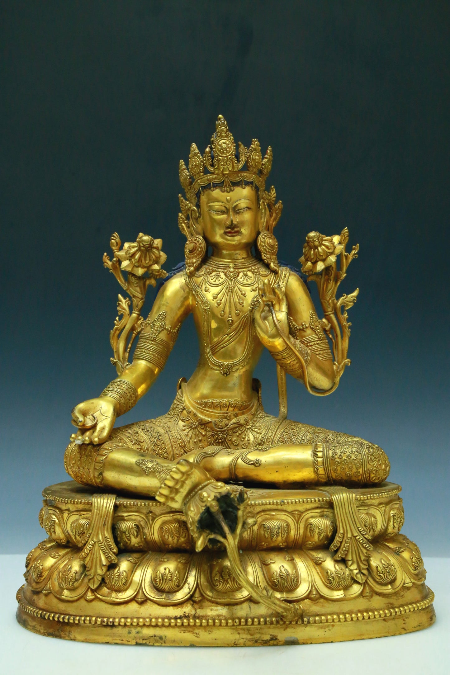 A Wonderful Gilt-Bronze Figure Of Green Tara