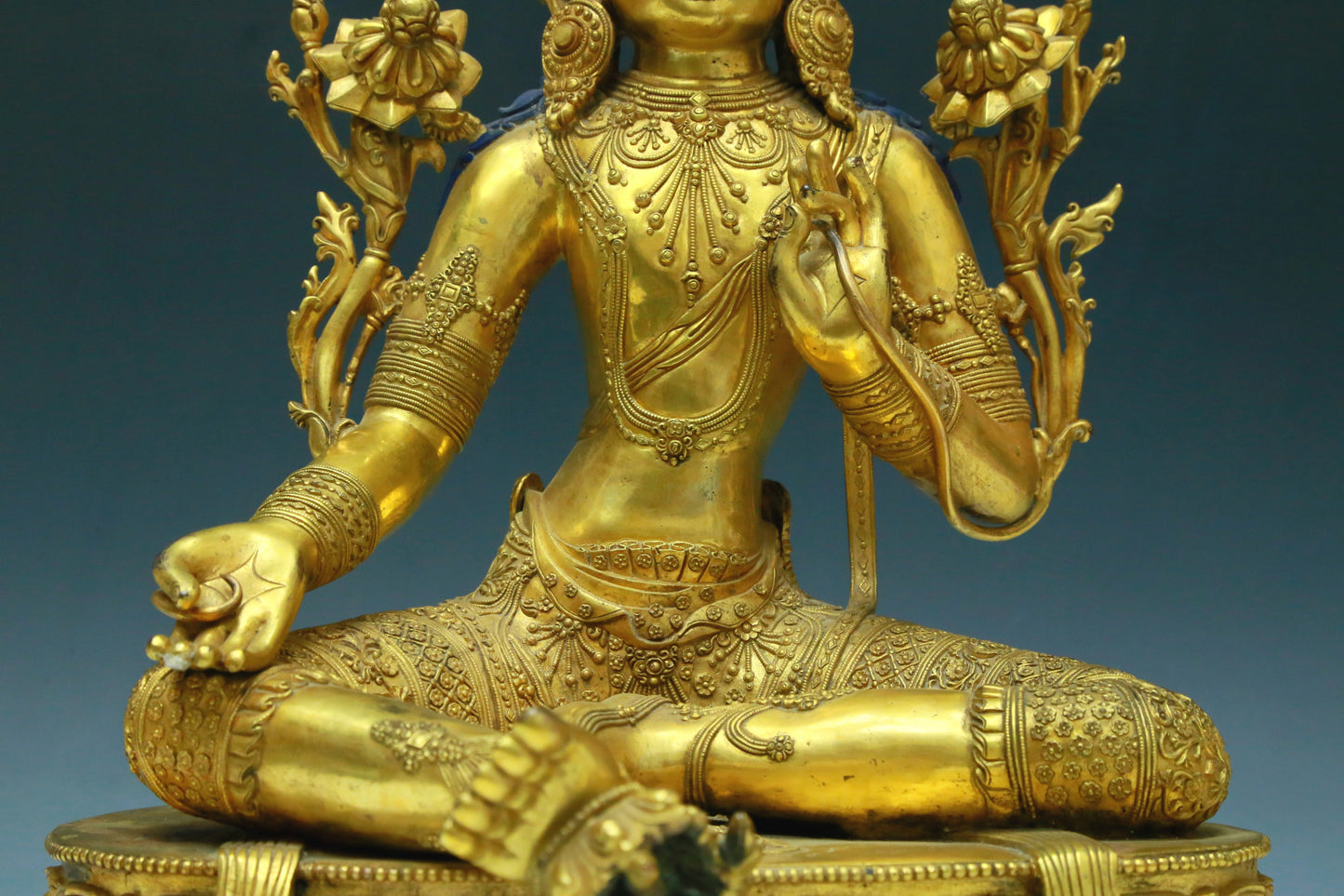 A Wonderful Gilt-Bronze Figure Of Green Tara