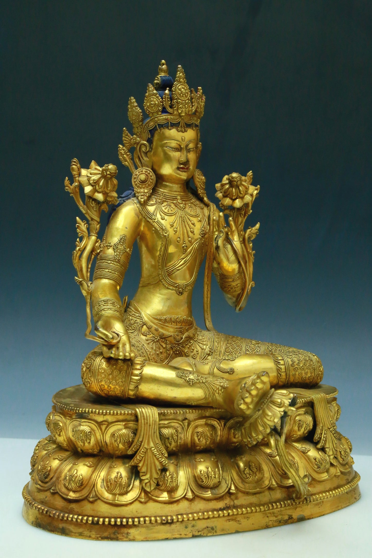 A Wonderful Gilt-Bronze Figure Of Green Tara