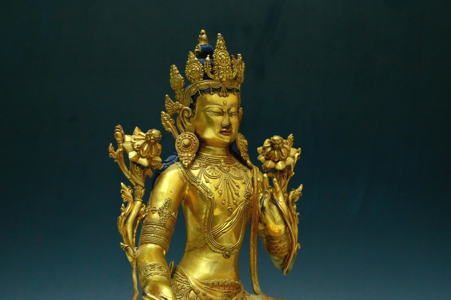 A Wonderful Gilt-Bronze Figure Of Green Tara