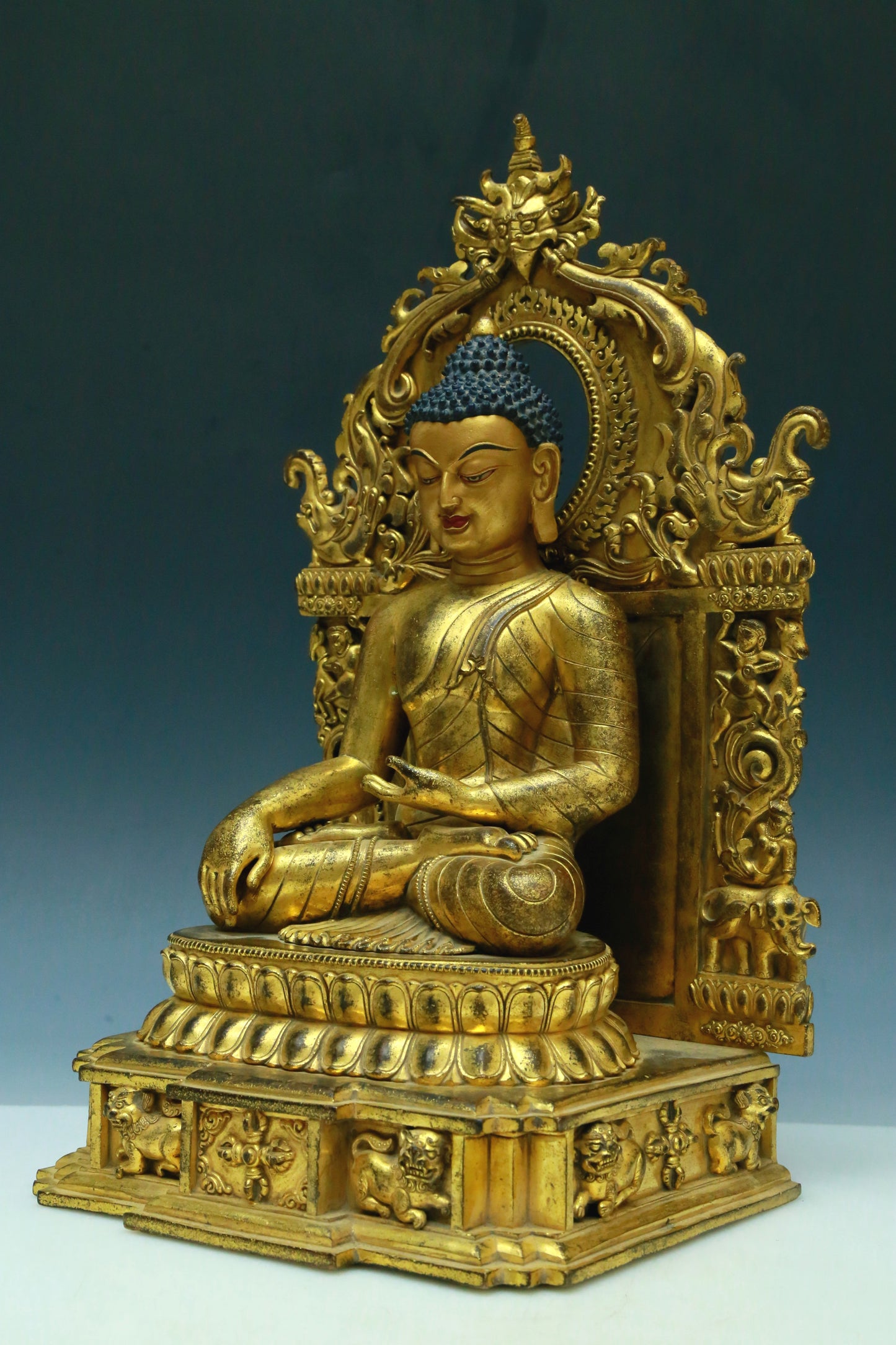 A Wonderful Gilt-Bronze Figure Of Buddha Shakyamuni With Inscriptions