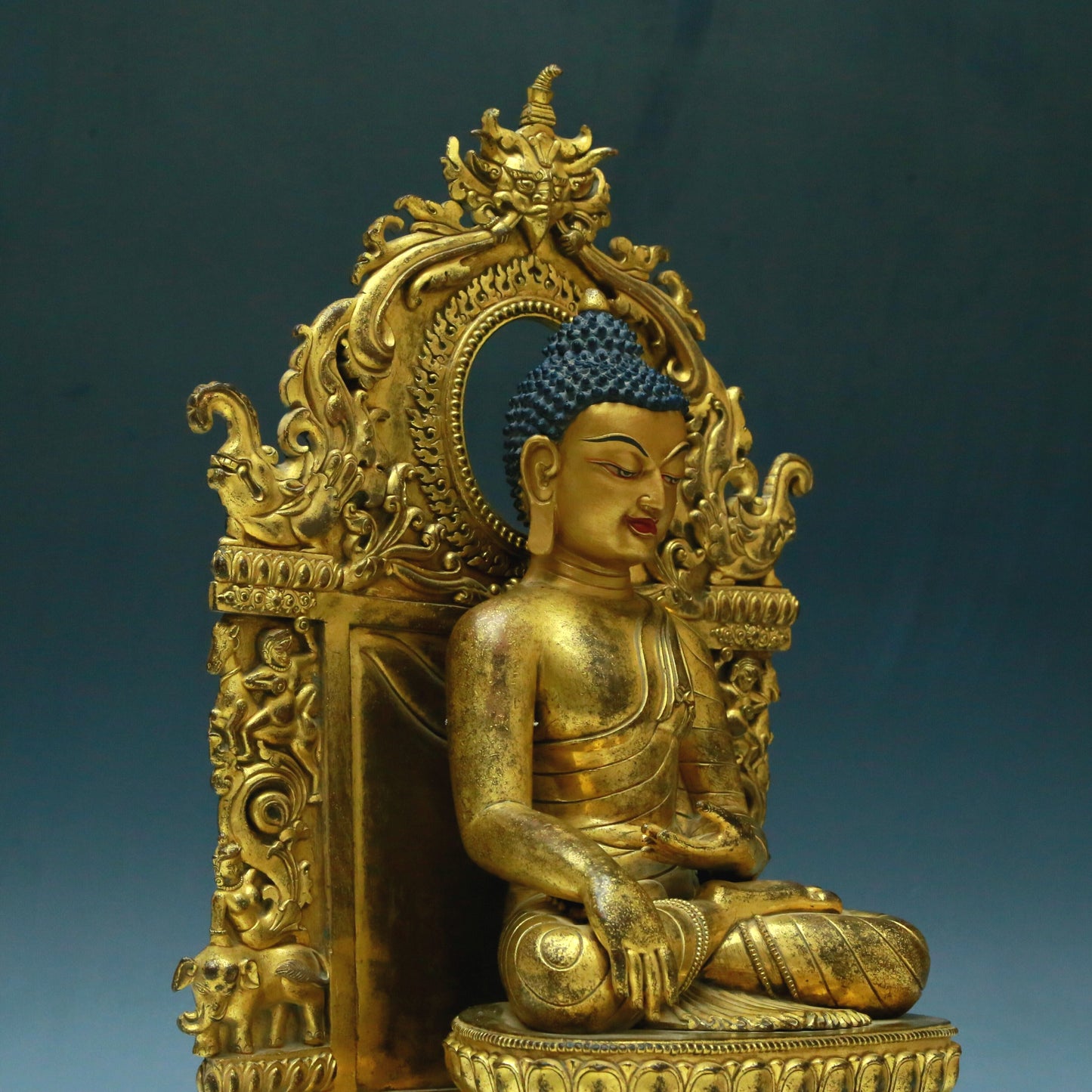A Wonderful Gilt-Bronze Figure Of Buddha Shakyamuni With Inscriptions