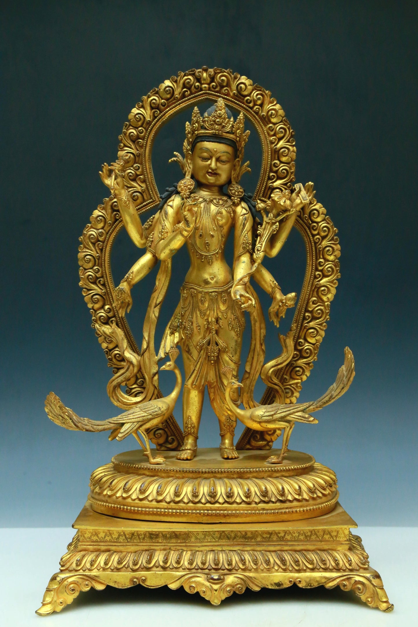 A Wonderful Gilt-Bronze Figure Of Mahamayuri
