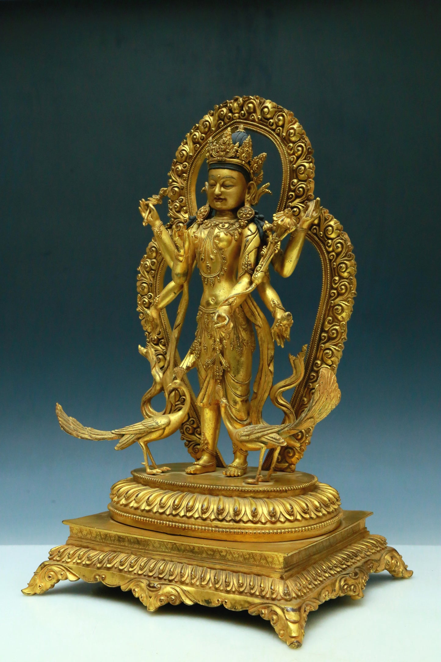 A Wonderful Gilt-Bronze Figure Of Mahamayuri