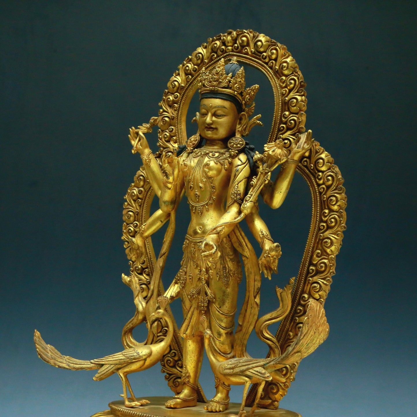 A Wonderful Gilt-Bronze Figure Of Mahamayuri