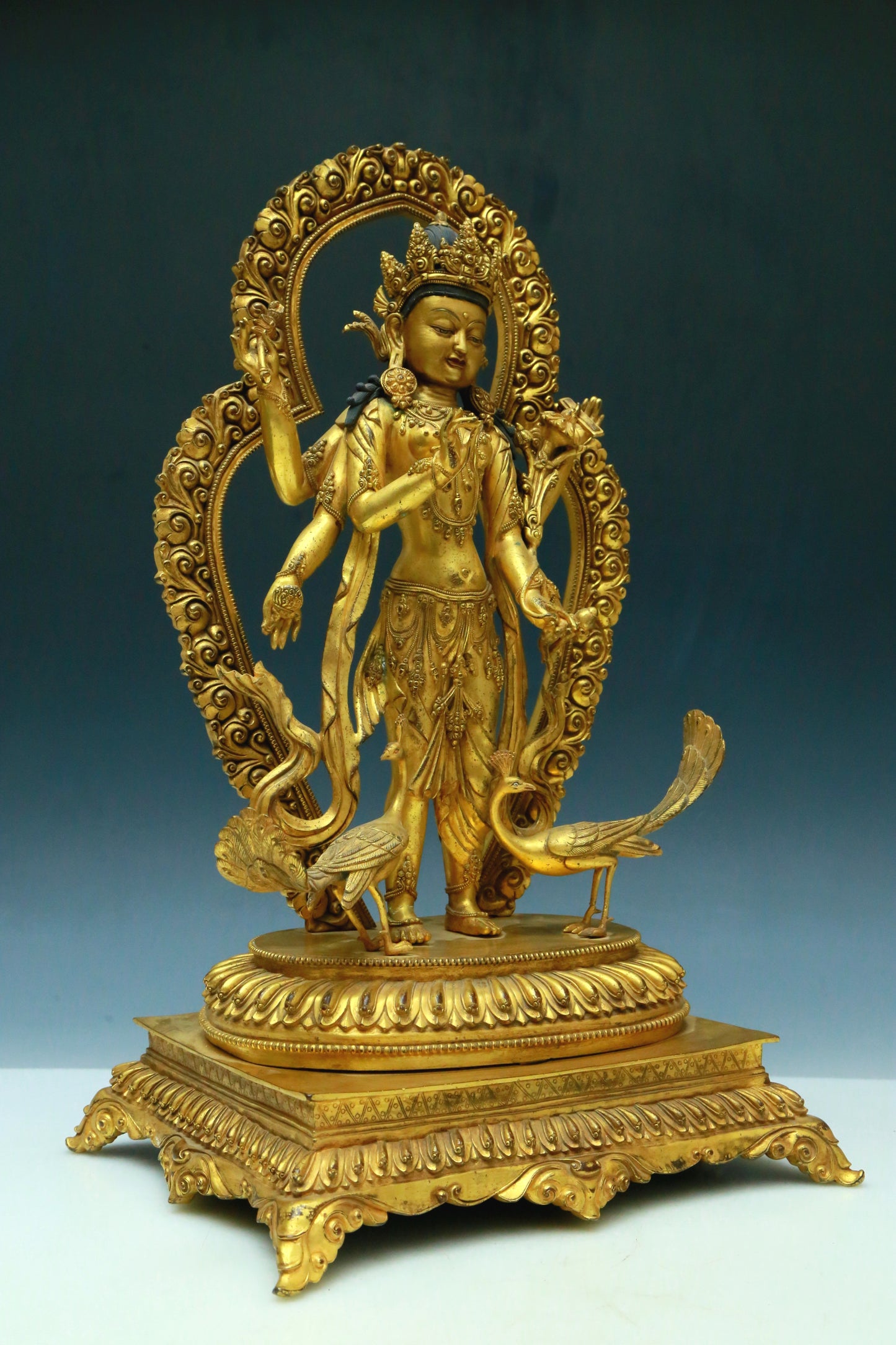 A Wonderful Gilt-Bronze Figure Of Mahamayuri