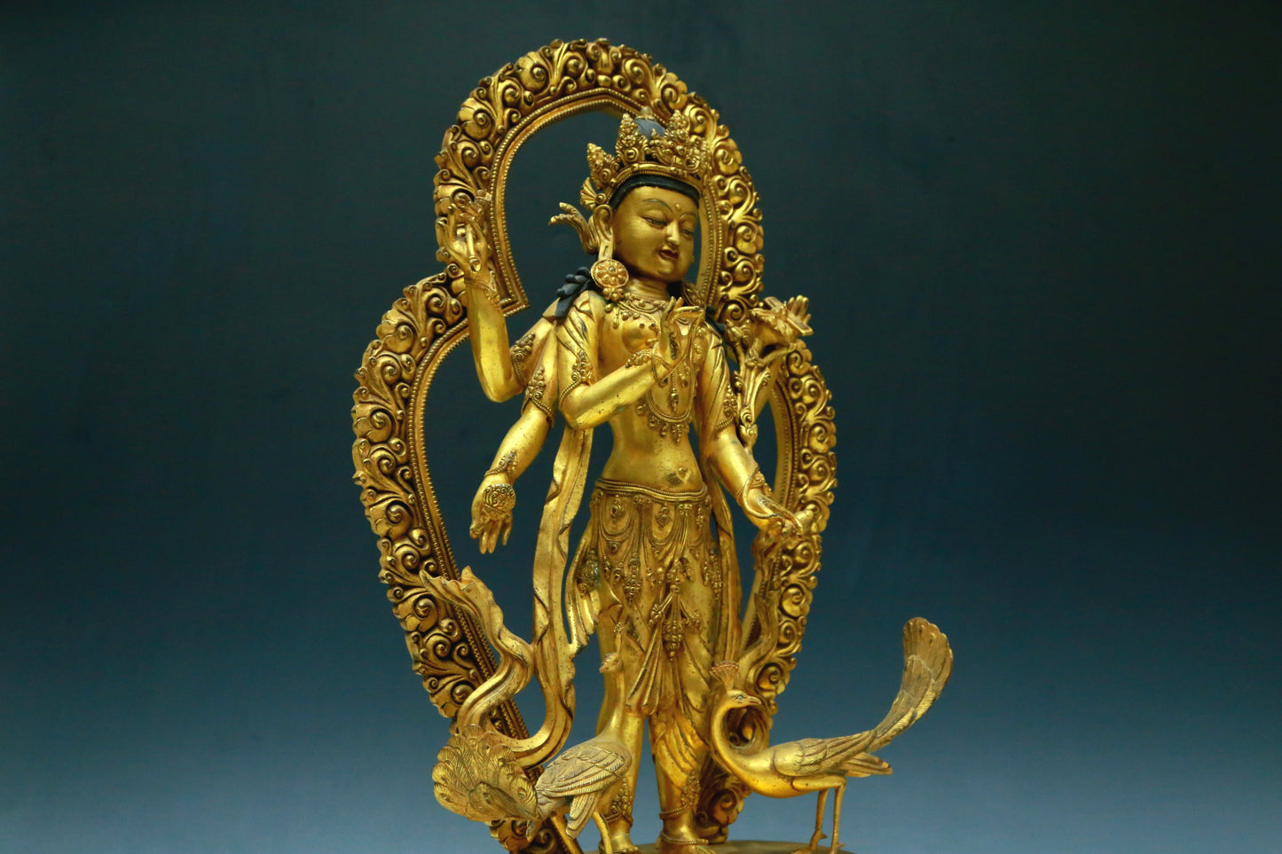 A Wonderful Gilt-Bronze Figure Of Mahamayuri