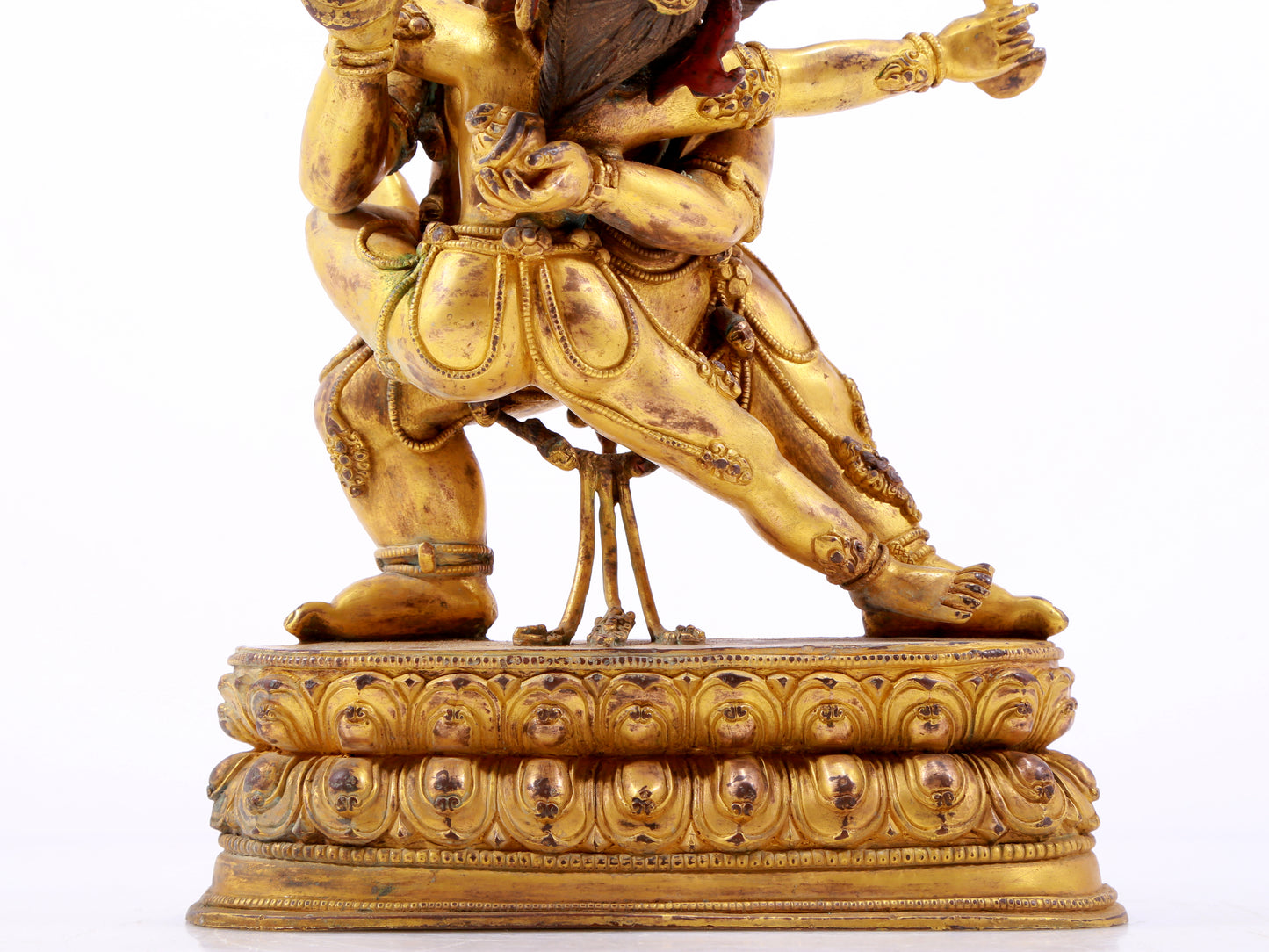 A solemn gilt bronze statue of Yamantaka Vajra