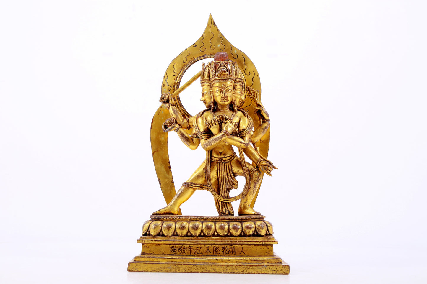 A solemn gilt bronze statue of Vajrasattva