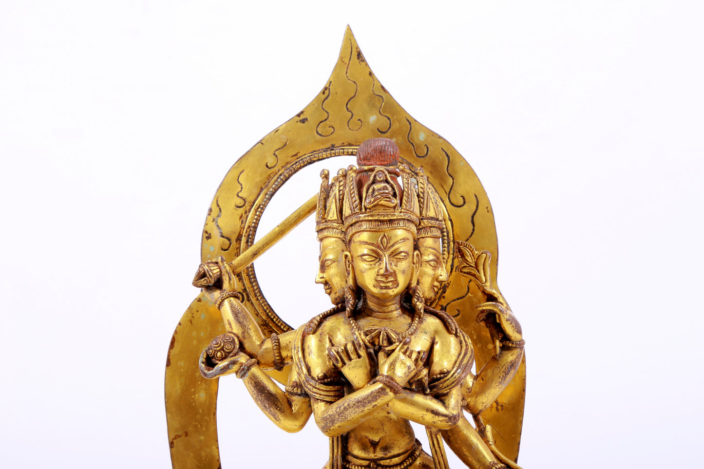A solemn gilt bronze statue of Vajrasattva