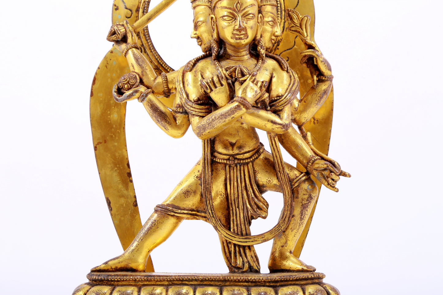 A solemn gilt bronze statue of Vajrasattva