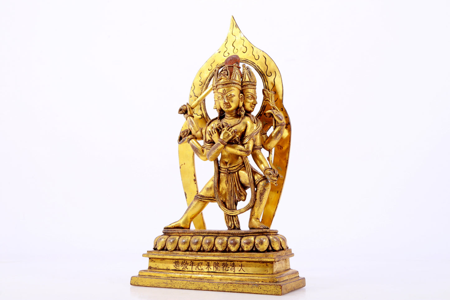 A solemn gilt bronze statue of Vajrasattva