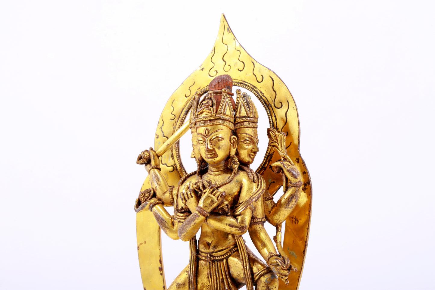 A solemn gilt bronze statue of Vajrasattva