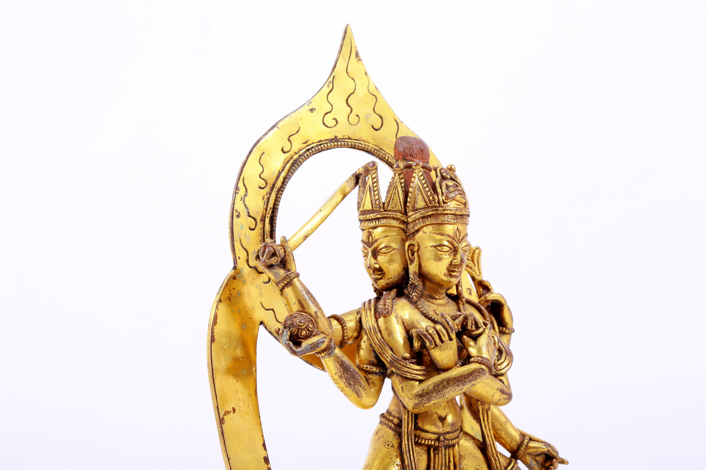A solemn gilt bronze statue of Vajrasattva