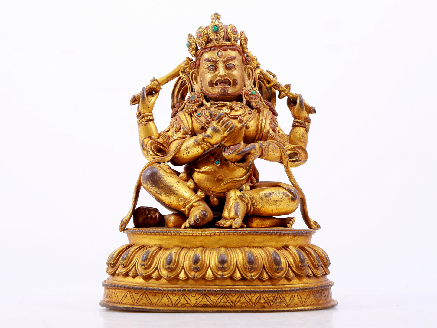 A solemn gilt bronze Vajra statue inlaid with hundreds of treasures