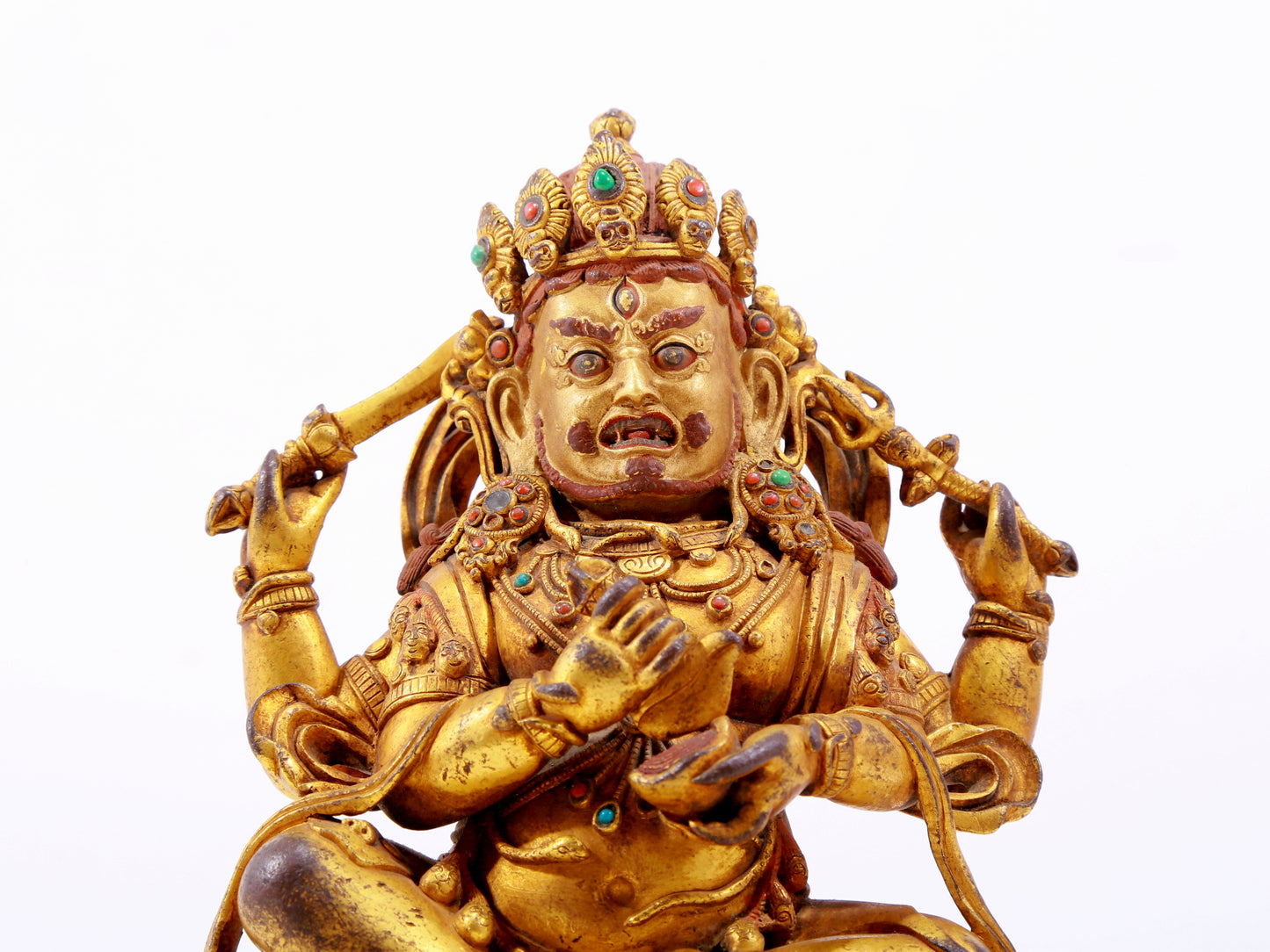 A solemn gilt bronze Vajra statue inlaid with hundreds of treasures