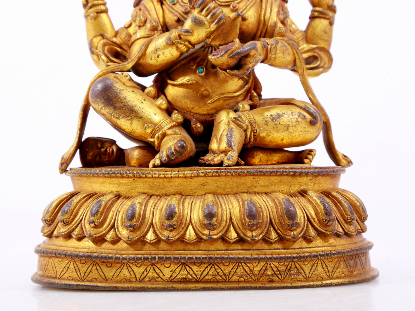 A solemn gilt bronze Vajra statue inlaid with hundreds of treasures