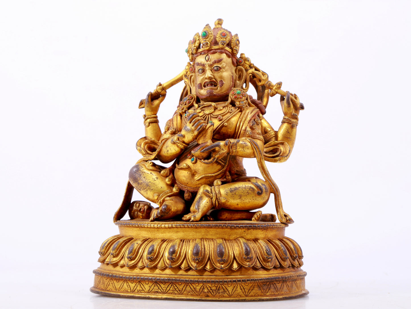 A solemn gilt bronze Vajra statue inlaid with hundreds of treasures