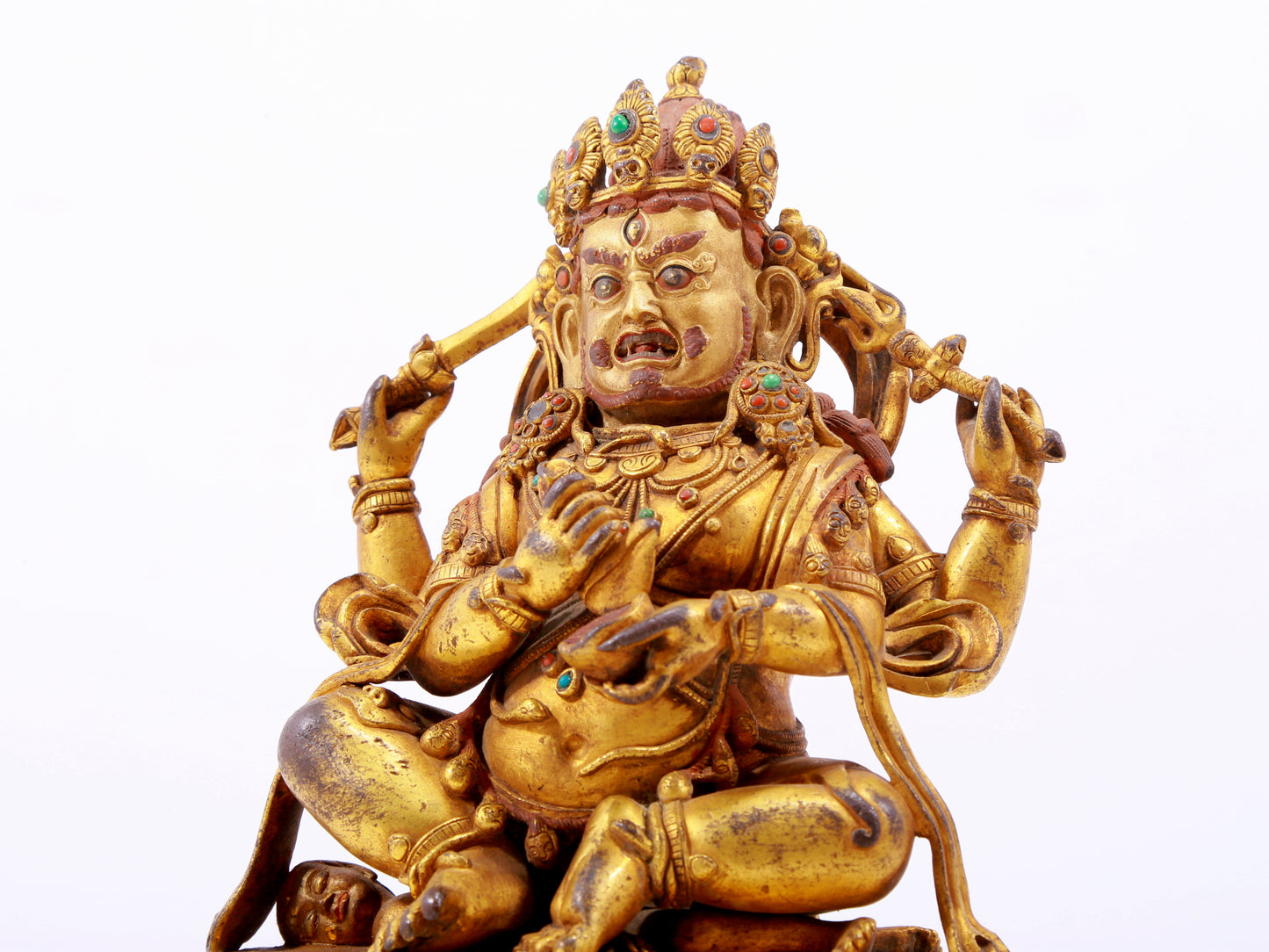 A solemn gilt bronze Vajra statue inlaid with hundreds of treasures