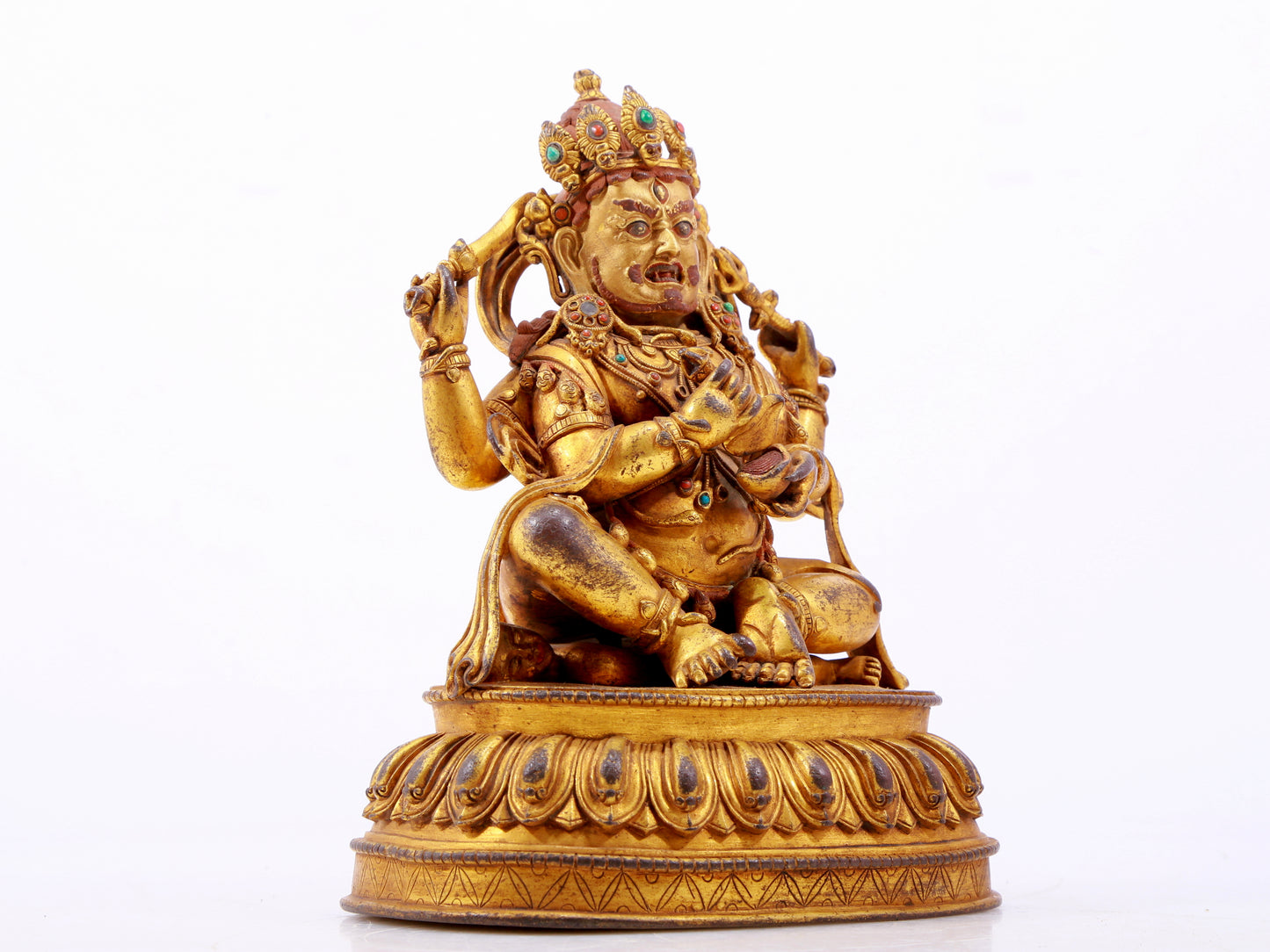 A solemn gilt bronze Vajra statue inlaid with hundreds of treasures