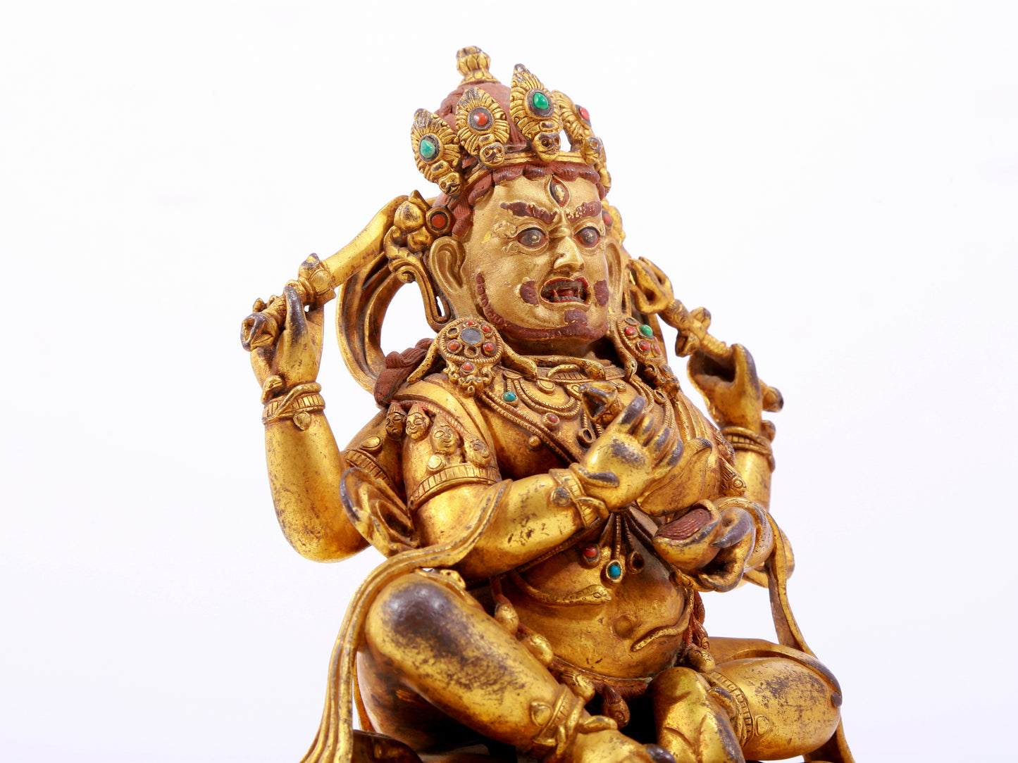 A solemn gilt bronze Vajra statue inlaid with hundreds of treasures