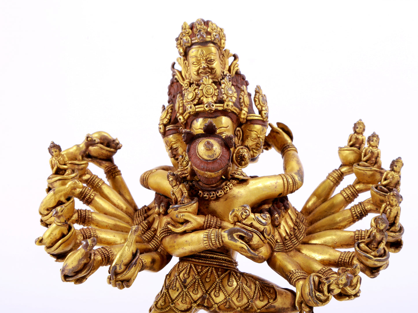 A solemn gilt bronze Vajra statue