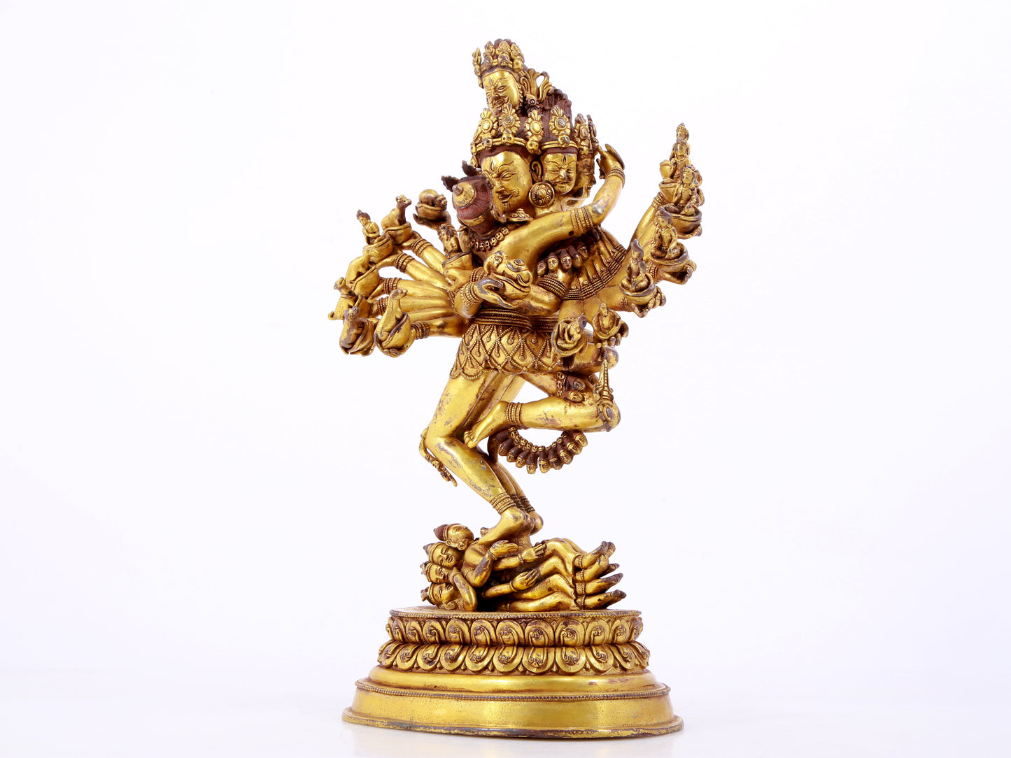 A solemn gilt bronze Vajra statue
