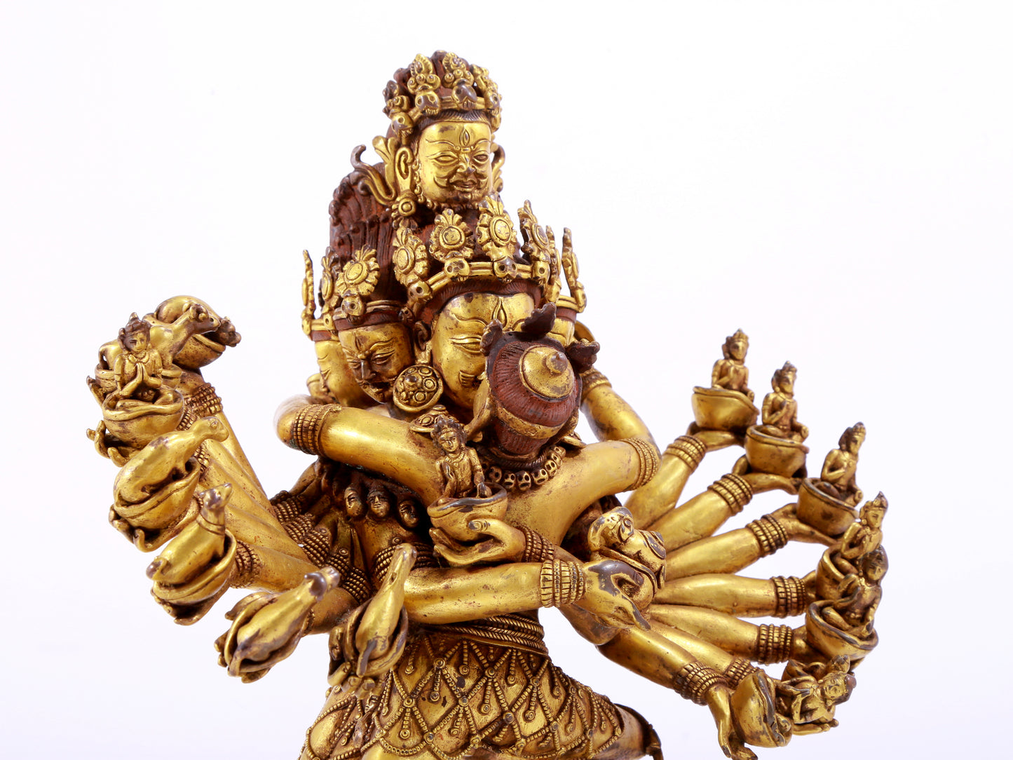 A solemn gilt bronze Vajra statue