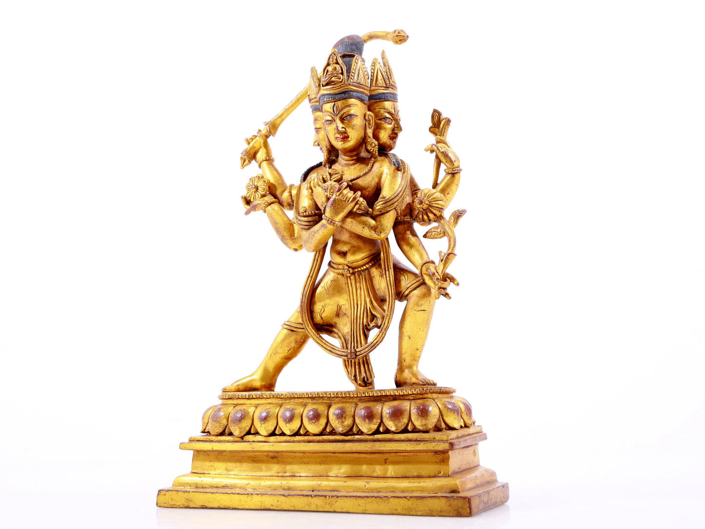 A solemn gilt bronze Vajra statue