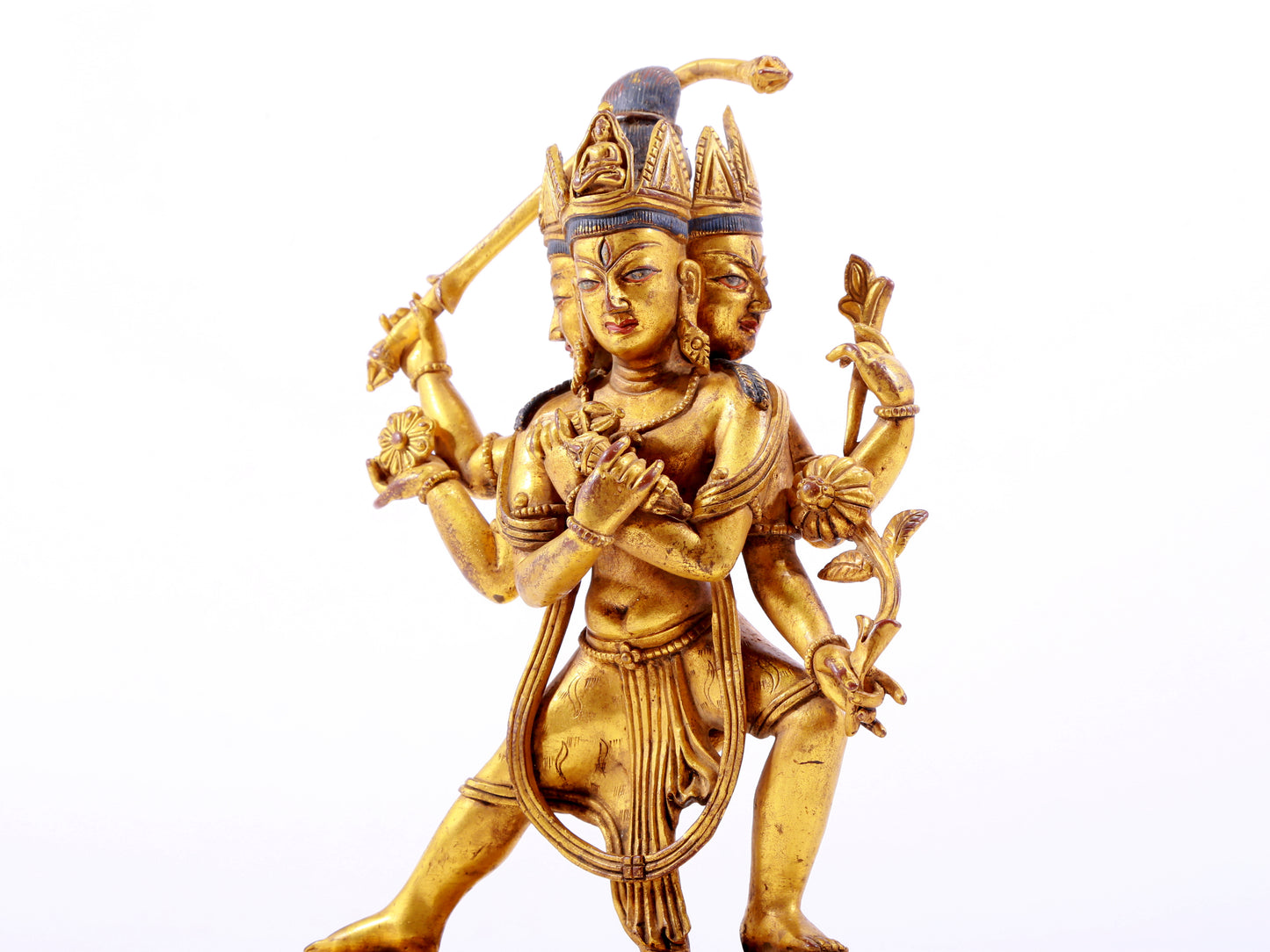 A solemn gilt bronze Vajra statue