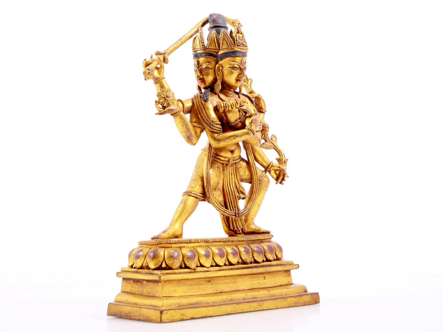 A solemn gilt bronze Vajra statue