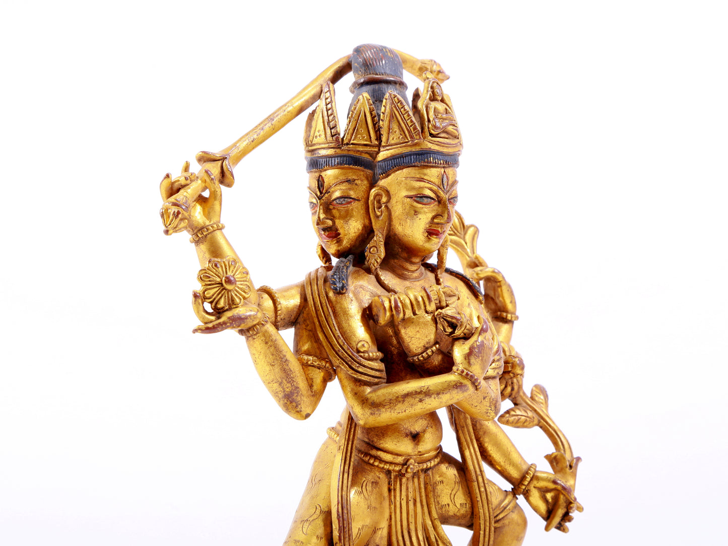 A solemn gilt bronze Vajra statue