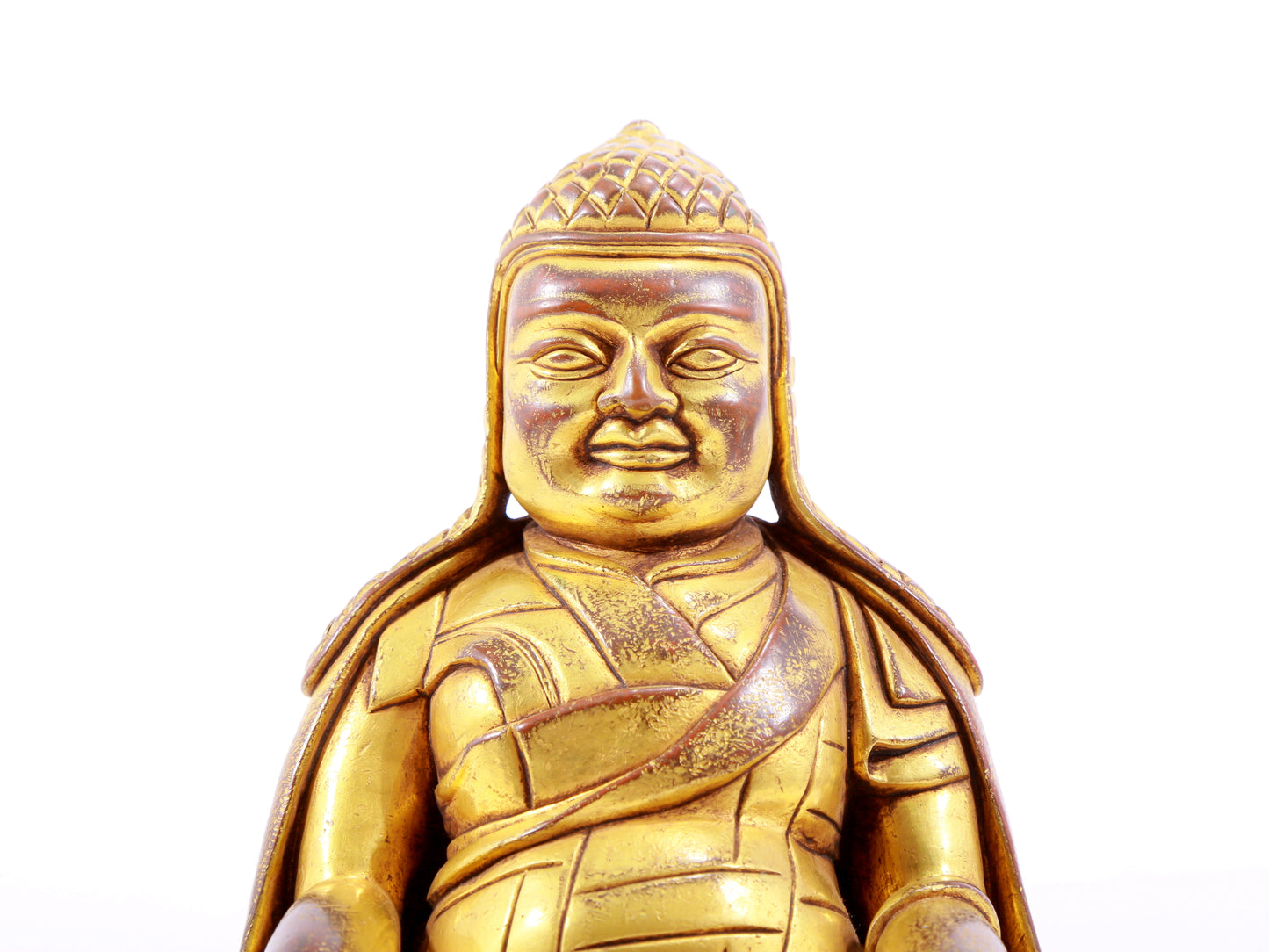 A majestic gilt bronze statue of Tsongkhapa