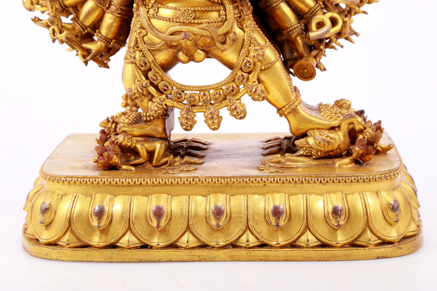 A solemn gilt bronze statue of Yamantaka Vajra