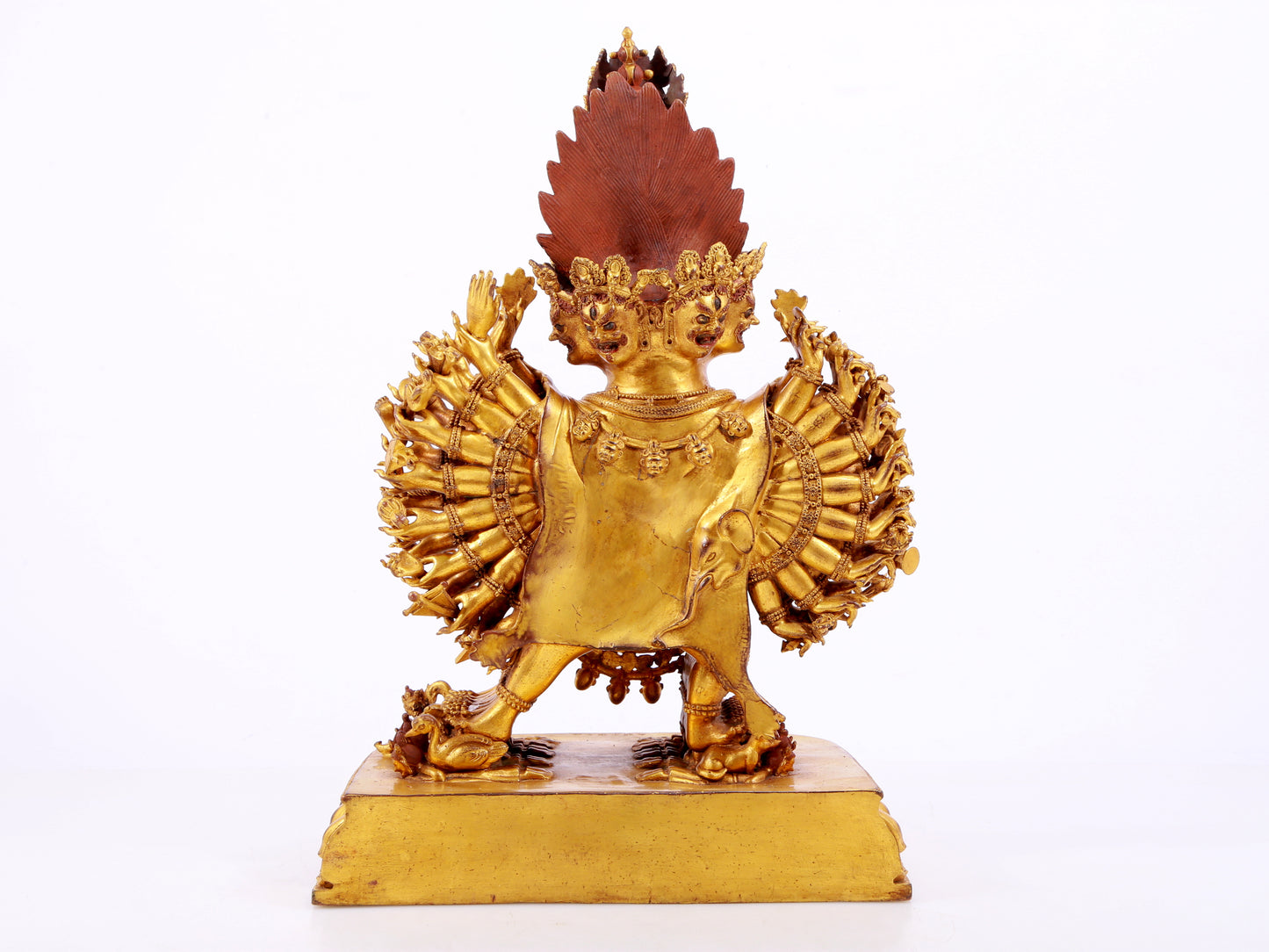 A solemn gilt bronze statue of Yamantaka Vajra