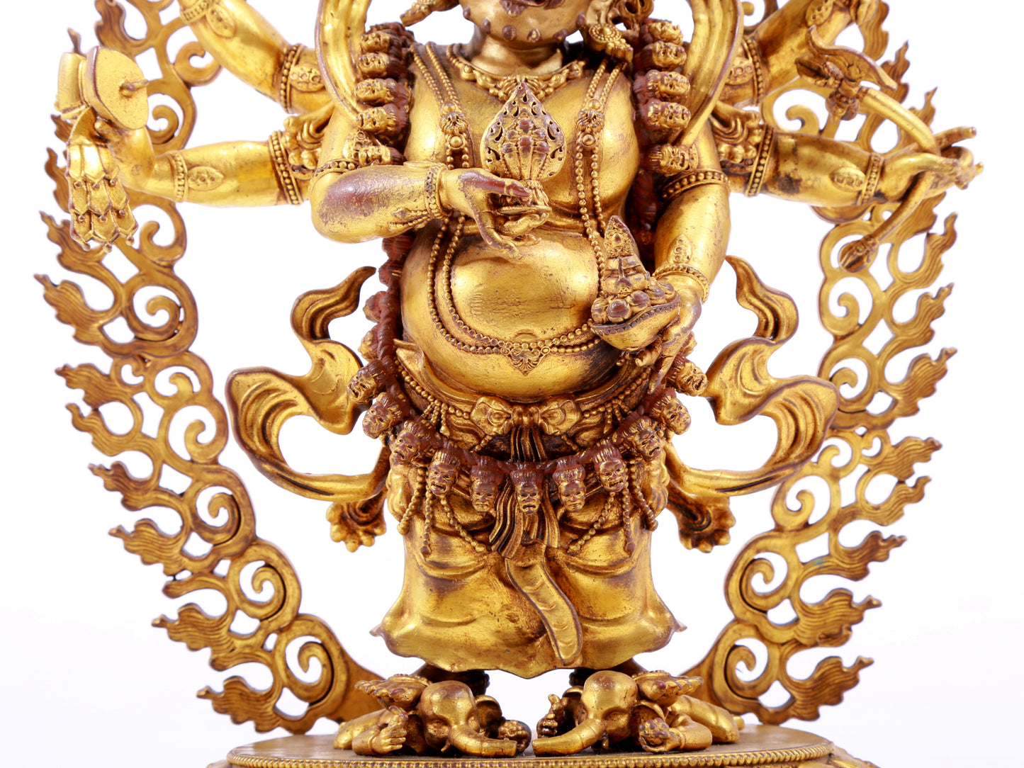 A solemn gilt bronze Vajra statue