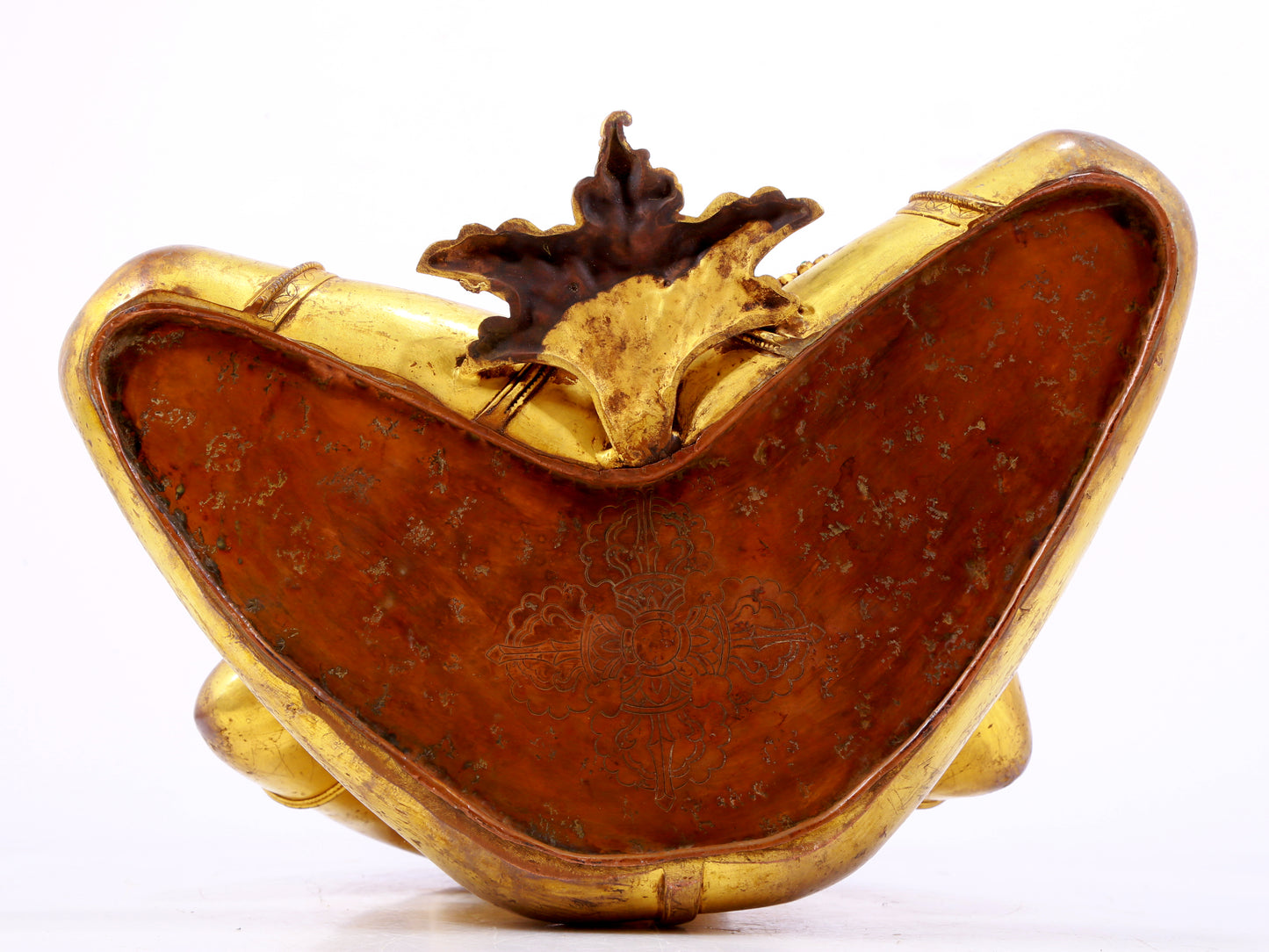 A solemn gilt bronze statue of Vajrasattva inlaid with turquoise