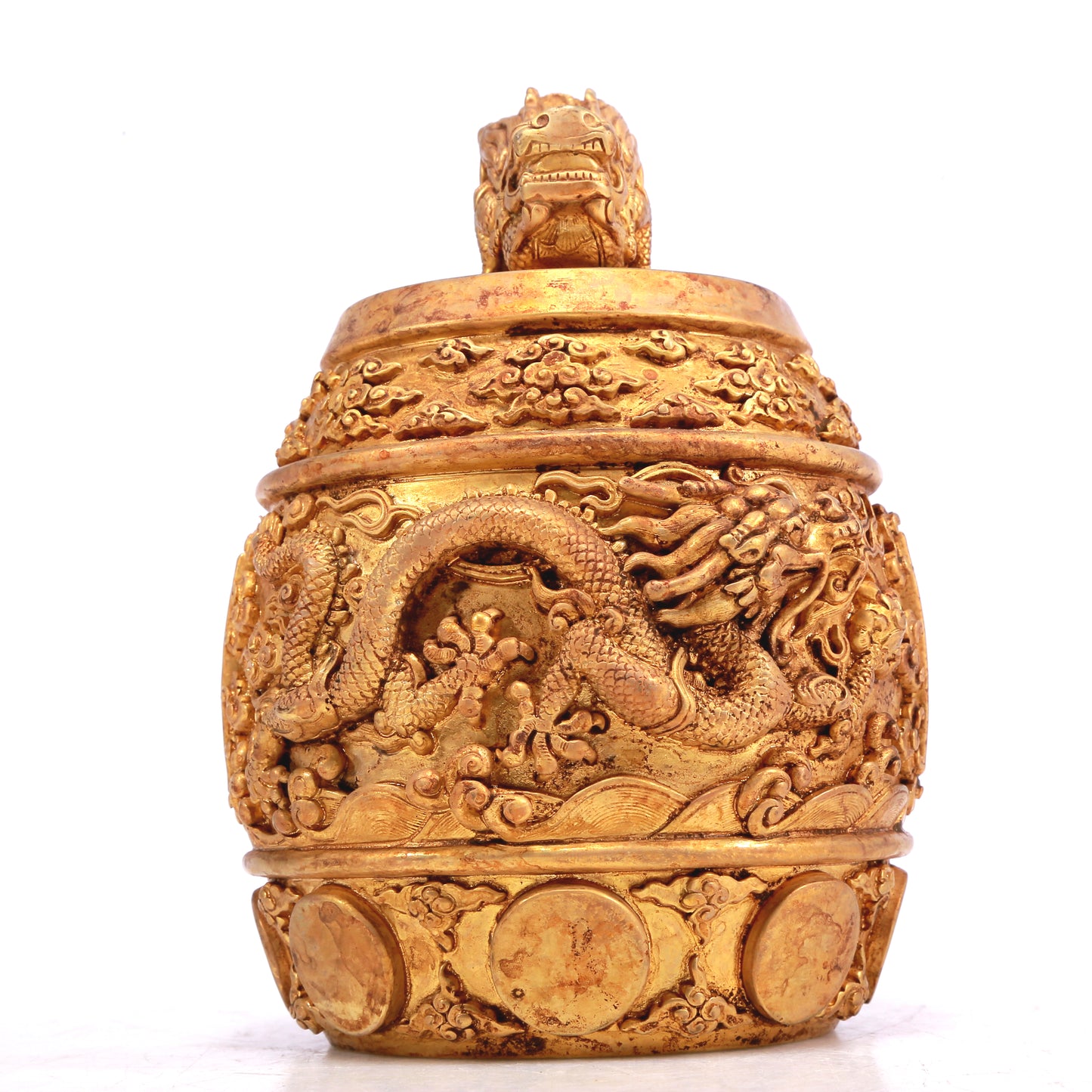 Marvelous Gilt-Bronze 'Dragon& Auspicious Cloud' Ritual Bell