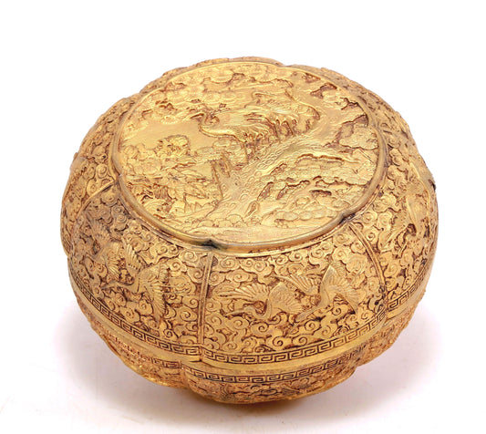 A Marvelous Gilt-Bronze 'Pine& Crane' Box