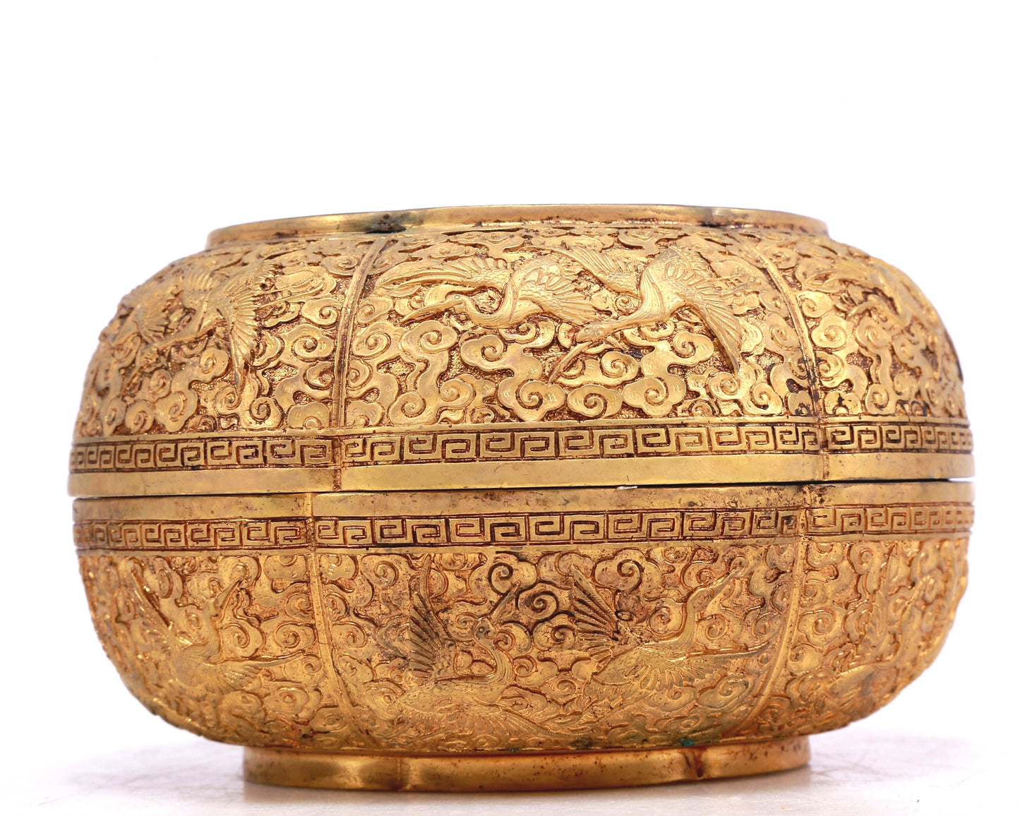 A Marvelous Gilt-Bronze 'Pine& Crane' Box