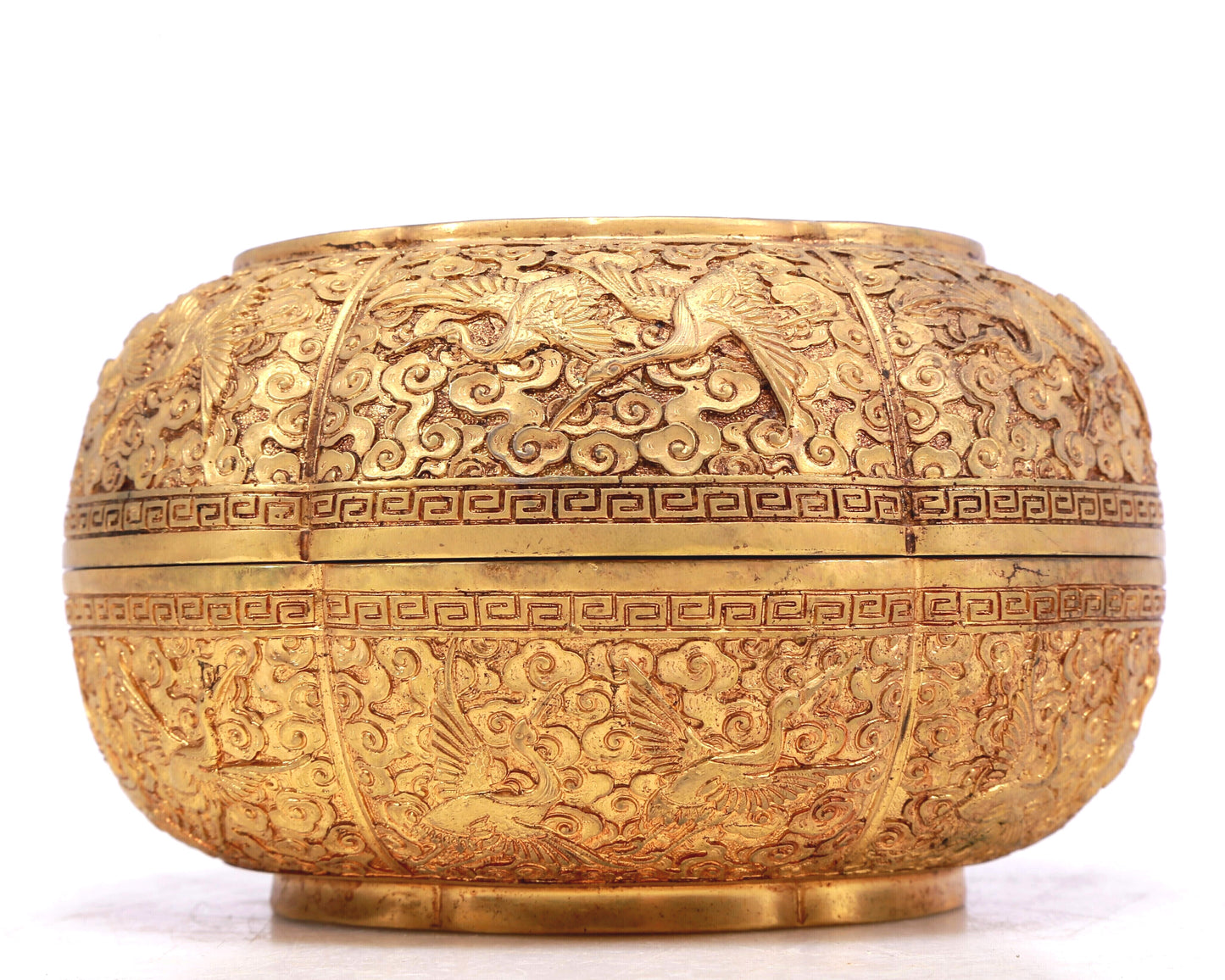 A Marvelous Gilt-Bronze 'Pine& Crane' Box